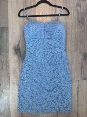 Emerald Sundae Dusty Blue Lace Mini Dress